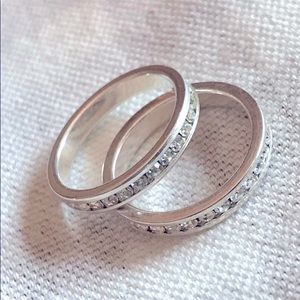 🇨🇦 Set of 2 Crystal Silver Rings Size 6.5